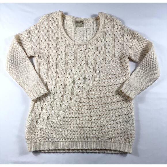 Lucky Brand Sweaters - Lucky Brand Ivory Cable Knit Sweater Sz S Wool Blend Boho